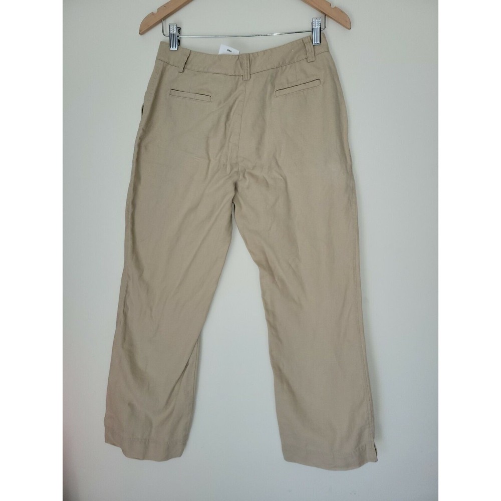 Eddie Bauer Blakely Fit Women's Crop Pants Size 6 Petite Beige 100% Linen - Picture 4 of 6